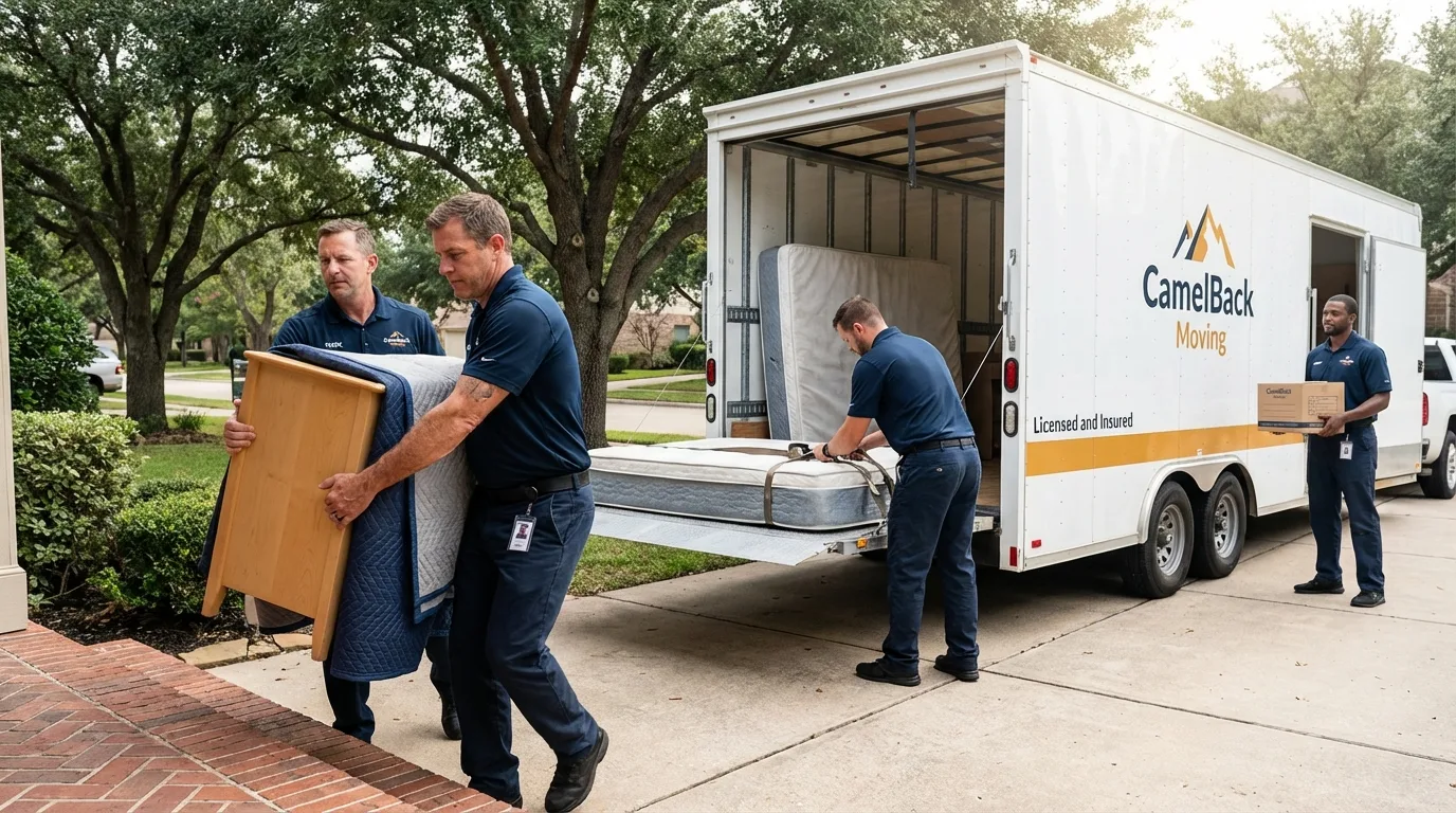 Crew loading residential truck for cross-state move from Connell, WA