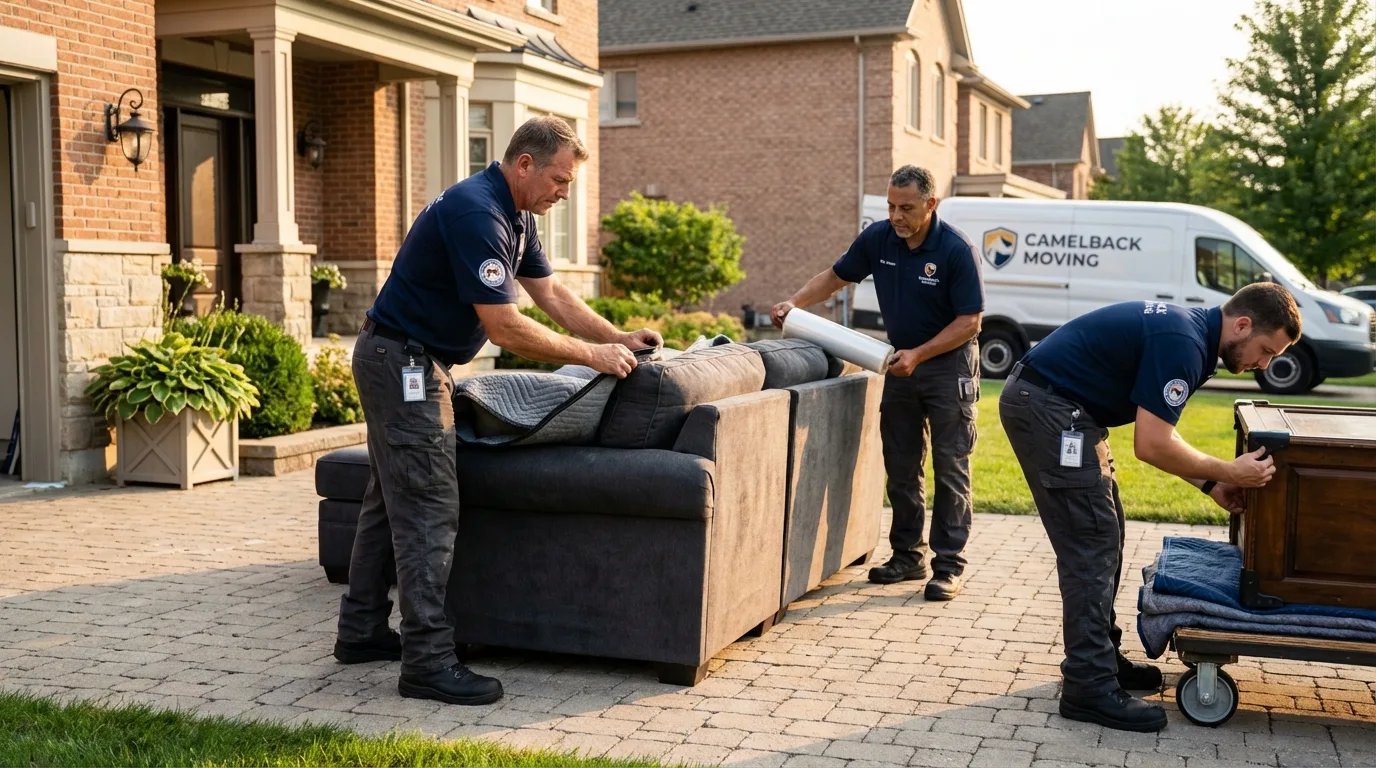 Large estate moving crew wrapping furniture in Connell, WA